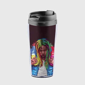 Термокружка-непроливайка Color: в Ухте, внутренняя часть — пищевой пластик, наружная часть — прозрачный пластик, между ними — полиграфическая вставка с рисунком | объем — 350 мл, герметичная крышка | 6ix9ine | bebe | daniel hernandez | rap | stoopid | tekashi | рэп | сикснайн | текаши