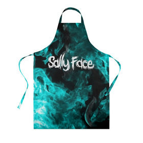 Фартук 3D с принтом SALLY FACE в Ухте, 100% полиэстер | общий размер — 65 х 85 см, ширина нагрудника — 26 см, горловина — 53 см, длина завязок — 54 см, общий обхват в поясе — 173 см. Принт на завязках и на горловине наносится с двух сторон, на основной части фартука — только с внешней стороны | face | fire | flame | game | horror | larry | sally | sally face | sanity s fall | игра | ларри | мальчик с протезом | огонь | салли | салли фейс | ужасы