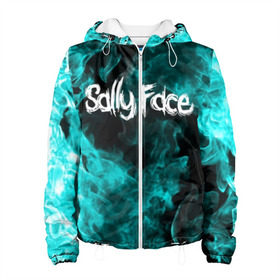 Женская куртка 3D с принтом SALLY FACE в Ухте, ткань верха — 100% полиэстер, подклад — флис | прямой крой, подол и капюшон оформлены резинкой с фиксаторами, два кармана без застежек по бокам, один большой потайной карман на груди. Карман на груди застегивается на липучку | face | fire | flame | game | horror | larry | sally | sally face | sanity s fall | игра | ларри | мальчик с протезом | огонь | салли | салли фейс | ужасы