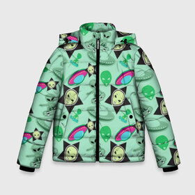 Зимняя куртка для мальчиков 3D НЛО: в Ухте, ткань верха — 100% полиэстер; подклад — 100% полиэстер, утеплитель — 100% полиэстер | длина ниже бедра, удлиненная спинка, воротник стойка и отстегивающийся капюшон. Есть боковые карманы с листочкой на кнопках, утяжки по низу изделия и внутренний карман на молнии. 
Предусмотрены светоотражающий принт на спинке, радужный светоотражающий элемент на пуллере молнии и на резинке для утяжки | pattern | ufo | зеленые человечки | космический корабль | космос | нло | паттерн | подарок | пришельцы | рисунок | скейт | скейтборд