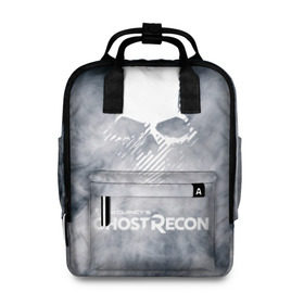 Женский рюкзак 3D с принтом GHOST RECON в Ухте, 100% полиэстер | лямки с регулируемой длиной, сверху ручки, чтобы рюкзак нести как сумку. Основное отделение закрывается на молнию, как и внешний карман. Внутри два дополнительных кармана, один из которых закрывается на молнию. По бокам два дополнительных кармашка, куда поместится маленькая бутылочка
 | bones | breakpoint | ghost | ghost recon | ghost recon breakpoint | logo | mask | skell technology | skull | tom clancys | tom clancys ghost recon breakpoint | wildlands | лого | маска | призрак | череп
