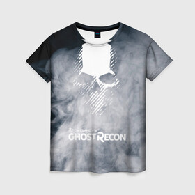 Женская футболка 3D с принтом GHOST RECON в Ухте, 100% полиэфир ( синтетическое хлопкоподобное полотно) | прямой крой, круглый вырез горловины, длина до линии бедер | bones | breakpoint | ghost | ghost recon | ghost recon breakpoint | logo | mask | skell technology | skull | tom clancys | tom clancys ghost recon breakpoint | wildlands | лого | маска | призрак | череп