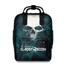 Женский рюкзак 3D с принтом GHOST RECON в Ухте, 100% полиэстер | лямки с регулируемой длиной, сверху ручки, чтобы рюкзак нести как сумку. Основное отделение закрывается на молнию, как и внешний карман. Внутри два дополнительных кармана, один из которых закрывается на молнию. По бокам два дополнительных кармашка, куда поместится маленькая бутылочка
 | bones | breakpoint | ghost | ghost recon | ghost recon breakpoint | logo | mask | skell technology | skull | tom clancys | tom clancys ghost recon breakpoint | wildlands | лого | маска | призрак | череп