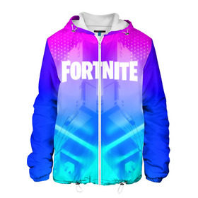 Мужская куртка 3D с принтом FORTNITE в Ухте, ткань верха — 100% полиэстер, подклад — флис | прямой крой, подол и капюшон оформлены резинкой с фиксаторами, два кармана без застежек по бокам, один большой потайной карман на груди. Карман на груди застегивается на липучку | 2019 | armor | armour | cybersport | esport | fortnite | game | logo | season 9 | броня | игра | киберспорт | сезон 9 | фиолетовый | фортнайт