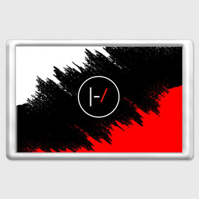 Магнит 45*70 с принтом TWENTY ONE PILOTS в Ухте, Пластик | Размер: 78*52 мм; Размер печати: 70*45 | Тематика изображения на принте: 21 pilots | 21p | music | paints | rock | top | trench | twenty one pilots | брызги | группа | краски | музыка | рок