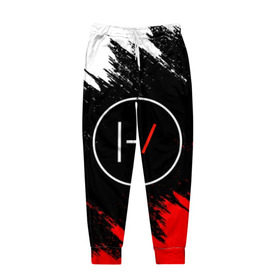Мужские брюки 3D с принтом TWENTY ONE PILOTS в Ухте, 100% полиэстер | манжеты по низу, эластичный пояс регулируется шнурком, по бокам два кармана без застежек, внутренняя часть кармана из мелкой сетки | 21 pilots | 21p | music | paints | rock | top | trench | twenty one pilots | брызги | группа | краски | музыка | рок