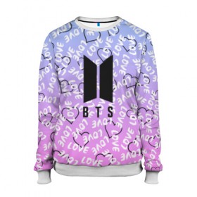 Женский свитшот 3D с принтом BTS LOVE в Ухте, 100% полиэстер с мягким внутренним слоем | круглый вырез горловины, мягкая резинка на манжетах и поясе, свободная посадка по фигуре | bts | bts boy | bts run | bts v | bts with luv | bts чимин | k pop | бтс | бтс чимин. | группа bts | ким тэ хен | фанфик бтс | чон чонгук