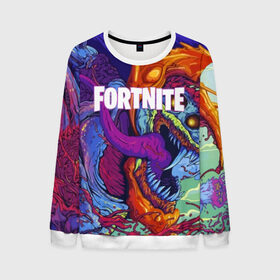 Мужской свитшот 3D с принтом FORTNITE HYPERBEAST в Ухте, 100% полиэстер с мягким внутренним слоем | круглый вырез горловины, мягкая резинка на манжетах и поясе, свободная посадка по фигуре | 2019 | armor | armour | cybersport | esport | fortnite | game | hyperbeast | logo | monster | season 9 | skin | броня | игра | киберспорт | сезон 9 | фиолетовый | фортнайт