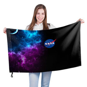 Флаг 3D с принтом NASA (SPACE) 4.2 в Ухте, 100% полиэстер | плотность ткани — 95 г/м2, размер — 67 х 109 см. Принт наносится с одной стороны | nasa | paint | space | звезды | космос | краска | наса | черная дыра