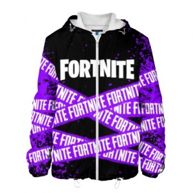Мужская куртка 3D с принтом FORTNITE в Ухте, ткань верха — 100% полиэстер, подклад — флис | прямой крой, подол и капюшон оформлены резинкой с фиксаторами, два кармана без застежек по бокам, один большой потайной карман на груди. Карман на груди застегивается на липучку | 2019 | armor | armour | cybersport | esport | fortnite | game | logo | season 9 | броня | игра | киберспорт | сезон 9 | фиолетовый | фортнайт