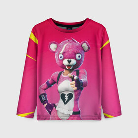 Детский лонгслив 3D с принтом Only You! в Ухте, 100% полиэстер | длинные рукава, круглый вырез горловины, полуприлегающий силуэт
 | battle royale | bear | fortnite | pink | батл роял | медведь | розовый | фортнайт | фурри