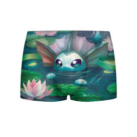 Мужские трусы 3D с принтом Vaporeon в Ухте, 50% хлопок, 50% полиэстер | классическая посадка, на поясе мягкая тканевая резинка | Тематика изображения на принте: detective pikachu | pikachu | pokeball | pokemon | детектив пикачу | пикачу | покебол | покемон