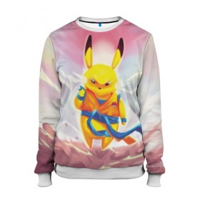 Женский свитшот 3D с принтом Dragon Pika в Ухте, 100% полиэстер с мягким внутренним слоем | круглый вырез горловины, мягкая резинка на манжетах и поясе, свободная посадка по фигуре | detective pikachu | pikachu | pokeball | pokemon | гоку | детектив пикачу | пикачу | покебол | покемон