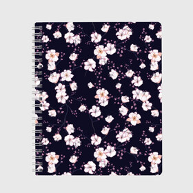 Тетрадь с принтом blossom cherry flower в Ухте, 100% бумага | 48 листов, плотность листов — 60 г/м2, плотность картонной обложки — 250 г/м2. Листы скреплены сбоку удобной пружинной спиралью. Уголки страниц и обложки скругленные. Цвет линий — светло-серый
 | art | flowers | leaves | арт | букет | лепестки | листья | художество | цветок | цветы