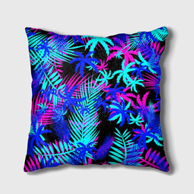 Подушка 3D с принтом НЕОНОВЫЕ ТРОПИКИ / TROPICAL NEON в Ухте, наволочка – 100% полиэстер, наполнитель – холлофайбер (легкий наполнитель, не вызывает аллергию). | состоит из подушки и наволочки. Наволочка на молнии, легко снимается для стирки | hotline miami | neon | new retro wave | outrun | outrun electro | paints | palmen | rainbow | retro | retrowave | summer | synth | synthwave | tropical | брызги | брызги красок | звёзды | космос | краски | лето | неон | пальмы | радуга | 