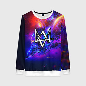 Женский свитшот 3D с принтом WATCH DOGS в Ухте, 100% полиэстер с мягким внутренним слоем | круглый вырез горловины, мягкая резинка на манжетах и поясе, свободная посадка по фигуре | action | ct os | ded sec | fox | game | gamer | glitch | hacker | player | watch dogs | watch dogs 2 | глитч | знак лиса | игра | компьютерная игра | маркус | хакер