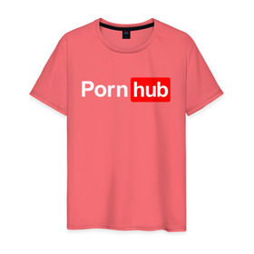 Мужская футболка хлопок с принтом PORN HUB в Ухте, 100% хлопок | прямой крой, круглый вырез горловины, длина до линии бедер, слегка спущенное плечо. | Тематика изображения на принте: ahegao | anime | kawai | kowai | oppai | otaku | senpai | sugoi | waifu | yandere | аниме | ахегао | ковай | культура | отаку | сенпай | тренд | яндере