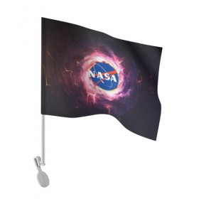 Флаг для автомобиля с принтом Nasa. в Ухте, 100% полиэстер | Размер: 30*21 см | galaxy | nasa | outer space | space company | star | астрономия | галактика | звезды | космическая компания | космическое пространство | космос | наса