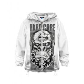Детская ветровка 3D с принтом HARD CORE в Ухте, 100% полиэстер | подол и капюшон оформлены резинкой с фиксаторами, по бокам два кармана без застежек, один потайной карман на груди | Тематика изображения на принте: 