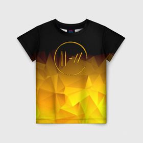 Детская футболка 3D с принтом TWENTY ONE PILOTS в Ухте, 100% гипоаллергенный полиэфир | прямой крой, круглый вырез горловины, длина до линии бедер, чуть спущенное плечо, ткань немного тянется | Тематика изображения на принте: 21 pilots | 21p | music | rock | top | trench | twenty one pilots | группа | музыка | рок