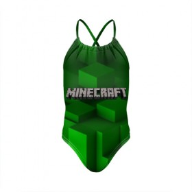 Детский купальник 3D с принтом MINECRAFT в Ухте, Полиэстер 85%, Спандекс 15% | Слитный крой, подклад по переду изделия, узкие бретели | Тематика изображения на принте: blade | blocks | creeper | cubes | game | ken | mine craft | minecraft | mobs | sword | игры | крипер | майн крафт | майнкрафт | моб