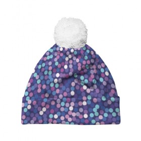 Шапка 3D c помпоном с принтом Пурпурные конфетти в Ухте, 100% полиэстер | универсальный размер, печать по всей поверхности изделия | Тематика изображения на принте: 
