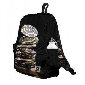 Рюкзак 3D с принтом VIP фишки в Ухте, 100% полиэстер | лямки с регулируемой длиной, сверху петелька, чтобы рюкзак можно было повесить на вешалку. Основное отделение закрывается на молнию, как и внешний карман. Внутри два дополнительных кармана, один из которых закрывается на молнию. По бокам два дополнительных кармашка | vip фишки