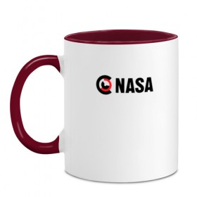 Кружка двухцветная с принтом Nasa в Ухте, керамика | объем — 330 мл, диаметр — 80 мм. Цветная ручка и кайма сверху, в некоторых цветах — вся внутренняя часть | nasa | space | галактика | земля | илон | инопланетяне | инопланетянин | картинка | картинки | космонавт | космос | луна | маск | мода | надпись | наса | планета | планеты | система | тренды