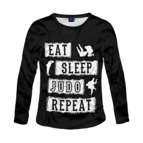 Женский лонгслив 3D с принтом Judo в Ухте, 100% полиэстер | длинные рукава, круглый вырез горловины, полуприлегающий силуэт | guruma | judo | kata otoshi | бой | борьба | дзюдзюцу | дзюдо | кимоно | мотивация | мягкий | приемы | путь | сила | скорость | спорт | стиль | татами | япония