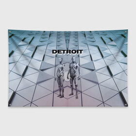 Флаг-баннер с принтом Detroit Вecome Human в Ухте, 100% полиэстер | размер 67 х 109 см, плотность ткани — 95 г/м2; по краям флага есть четыре люверса для крепления | 3d | cтать человеком | detroit city | detroit: вecome human | игра | интерактивная | квест | кинематограф | приключения | франция