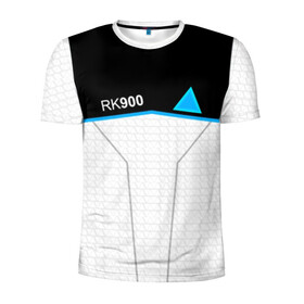 Мужская футболка 3D спортивная с принтом RK900 CONNOR в Ухте, 100% полиэстер с улучшенными характеристиками | приталенный силуэт, круглая горловина, широкие плечи, сужается к линии бедра | Тематика изображения на принте: action | ai | android | connor | dbhpk19 | detroit become human | rk 800 | rk 900 | андроиды | детектив | игра | интерактивное кино | кара | коннор | логотип | маркус | роботы | фирменный стиль | экшн