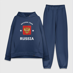 Женский костюм хлопок Oversize с принтом NATIONAL TEAM RUSSIA в Ухте,  |  | hockey | national team russia | russia | sport | герб | надписи | россия | сборная хоккея | символика | спорт | спортсмен | форма | хоккей | чемпионат | я русский