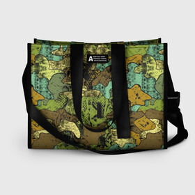 Сумка-шоппер 3D с принтом Камуфляж в Ухте, 100% полиэстер | застегивается на металлическую кнопку; внутренний карман застегивается на молнию. Стенки укреплены специальным мягким материалом, чтобы защитить содержимое от несильных ударов
 | abstraction | army | art | background | blue | camouflage | clothing | color | green | marsh | pattern | snake | stencil | uniform | абстракция | армия | арт | болотный | зеленый | змея | камуфляж | одежда | трафарет | узор | униформа | фон | цв