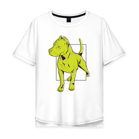 Мужская футболка хлопок Oversize с принтом Питбуль в Ухте, 100% хлопок | свободный крой, круглый ворот, “спинка” длиннее передней части | Тематика изображения на принте: dog | pitbull | питбули | питбуль | собака | собаки