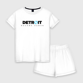 Женская пижама с шортиками хлопок с принтом DETROIT BECOME HUMAN в Ухте, 100% хлопок | футболка прямого кроя, шорты свободные с широкой мягкой резинкой | action | ai | android | connor | dbhpk19 | detroit become human | rk 800 | rk 900 | андроиды | детектив | игра | интерактивное кино | кара | коннор | логотип | маркус | роботы | фирменный стиль | экшн