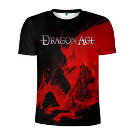 Мужская футболка 3D спортивная с принтом Dragon Age в Ухте, 100% полиэстер с улучшенными характеристиками | приталенный силуэт, круглая горловина, широкие плечи, сужается к линии бедра | dragon age | gamer | grey wardens | inquisition | игры | инквизиция | компьютерные игры | серые стражи
