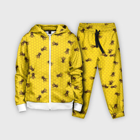 Детский костюм 3D с принтом Пчелы в сотах в Ухте,  |  | bee | beehive | brown | bug | honey | honeycomb | insect | toiler | yellow | букашка | желтый | коричневый | мёд | насекомое | пчела | соты | труженик | улей