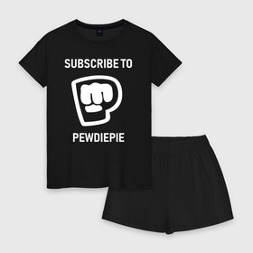 Женская пижама с шортиками хлопок с принтом Brofist в Ухте, 100% хлопок | футболка прямого кроя, шорты свободные с широкой мягкой резинкой | felix | memes | pew die pie | pewdiepie | youtube | блоггер | мемы | пьюдипай | феликс | шакдоналдс | шакдональдс | шелберг | ютуб