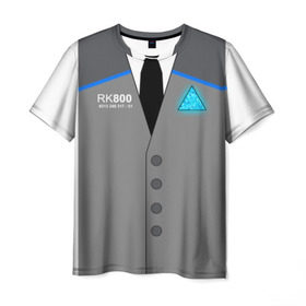Мужская футболка 3D с принтом RK800 CONNOR в Ухте, 100% полиэфир | прямой крой, круглый вырез горловины, длина до линии бедер | action | ai | android | connor | dbhpk19 | detroit become human | rk 800 | rk 900 | андроиды | детектив | игра | интерактивное кино | кара | коннор | логотип | маркус | роботы | фирменный стиль | экшн