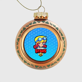 Стеклянный ёлочный шар с принтом Jessie - BRAWL STARS в Ухте, Стекло | Диаметр: 80 мм | brawl | bull | colt | crow | el primo | game | games | jessie | leon | moba | online | penny | poco | shelly | spike | star | stars | wanted | брав | бравл | браво | звезда | звезды | игра | игры | лого | моба | онлайн | старс