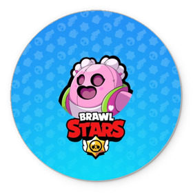 Коврик для мышки круглый с принтом Sakura Spike - BRAWL STARS в Ухте, резина и полиэстер | круглая форма, изображение наносится на всю лицевую часть | brawl | bull | colt | crow | el primo | game | games | leon | moba | online | penny | poco | sakura | shelly | spike | star | stars | wanted | брав | бравл | браво | звезда | звезды | игра | игры | онлайн | старс