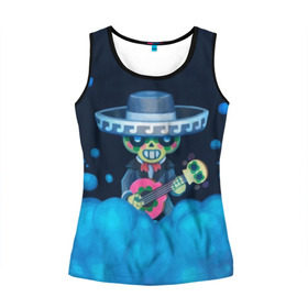 Женская майка 3D с принтом Poco - BRAWL STARS в Ухте, 100% полиэстер | круглая горловина, прямой силуэт, длина до линии бедра | brawl | bull | colt | crow | el primo | game | games | leon | moba | online | penny | poco | shelly | spike | star | stars | wanted | брав | бравл | браво | звезда | звезды | игра | игры | лого | моба | онлайн | старс