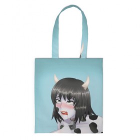 Сумка 3D повседневная с принтом Коровка в Ухте, 100% полиэстер | Плотность: 200 г/м2; Размер: 34×35 см; Высота лямок: 30 см | ahegao | anime | kawaii | manga | аниме | ахегао | кавай | манга