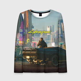 Женский лонгслив 3D с принтом CYBERPUNK 2077 в Ухте, 100% полиэстер | длинные рукава, круглый вырез горловины, полуприлегающий силуэт | 2019 | cd project red | cyberpunk 2077 | future | hack | night city | samurai | sci fi | андроиды | безумие | будущее | киберпанк 2077 | логотип | роботы | самураи | фантастика | цифры