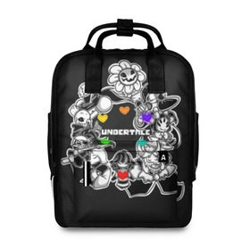 Женский рюкзак 3D с принтом Undertale в Ухте, 100% полиэстер | лямки с регулируемой длиной, сверху ручки, чтобы рюкзак нести как сумку. Основное отделение закрывается на молнию, как и внешний карман. Внутри два дополнительных кармана, один из которых закрывается на молнию. По бокам два дополнительных кармашка, куда поместится маленькая бутылочка
 | animation | chara | comic | dub | flowey | frisk | megalovania | papyrus | sans | undertale comic dub | андертейл | папирус | подземная | санс | сказка