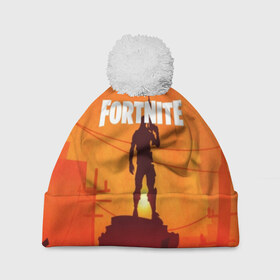 Шапка 3D c помпоном с принтом Fortnite. в Ухте, 100% полиэстер | универсальный размер, печать по всей поверхности изделия | Тематика изображения на принте: 3d | fortnite | абстракция | дизайн | закат | игра | искусство | минимализм | надпись | оружие | природа | силуэт | текстура