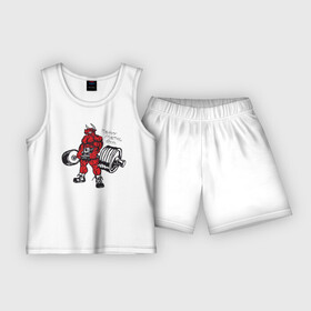 Детская пижама с шортами хлопок с принтом Бодибилдинг Бык Становая HMGYM в Ухте,  |  | heavy metal gym | heavymetalgym | hmgym | атлет | бодибилдер | бодибилдинг | бык | качок | кроссфит | пауэрлифтинг | силовые тренировки | становая тяга | стронгмэн | тренажерный зал | штанга