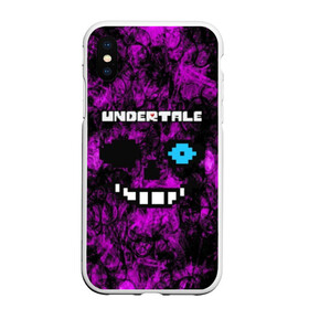 Чехол для iPhone XS Max матовый Undertale Sans: в Ухте, Силикон | Область печати: задняя сторона чехла, без боковых панелей | 3d | pixel | sans | undertale | абстракция | андертейл | без глаз | игра | надпись | пиксель | пикселя | подземная история | текстура