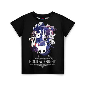 Детская футболка 3D с принтом Hollow Knight в Ухте, 100% гипоаллергенный полиэфир | прямой крой, круглый вырез горловины, длина до линии бедер, чуть спущенное плечо, ткань немного тянется | hallownest | hollow knight | the knight | игры | компьютерная игра | реймер | рыцарь