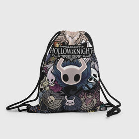 Рюкзак-мешок 3D с принтом Hollow Knight в Ухте, 100% полиэстер | плотность ткани — 200 г/м2, размер — 35 х 45 см; лямки — толстые шнурки, застежка на шнуровке, без карманов и подкладки | hallownest | hollow knight | the knight | игры | компьютерная игра | реймер | рыцарь